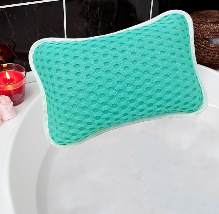 Rasenoo Bath Pillows for tub,Home Spa Pillows for Bathtub, Hot Tub,Head and Neck Support with 2 Strong Suction Cups,Green - Image 1